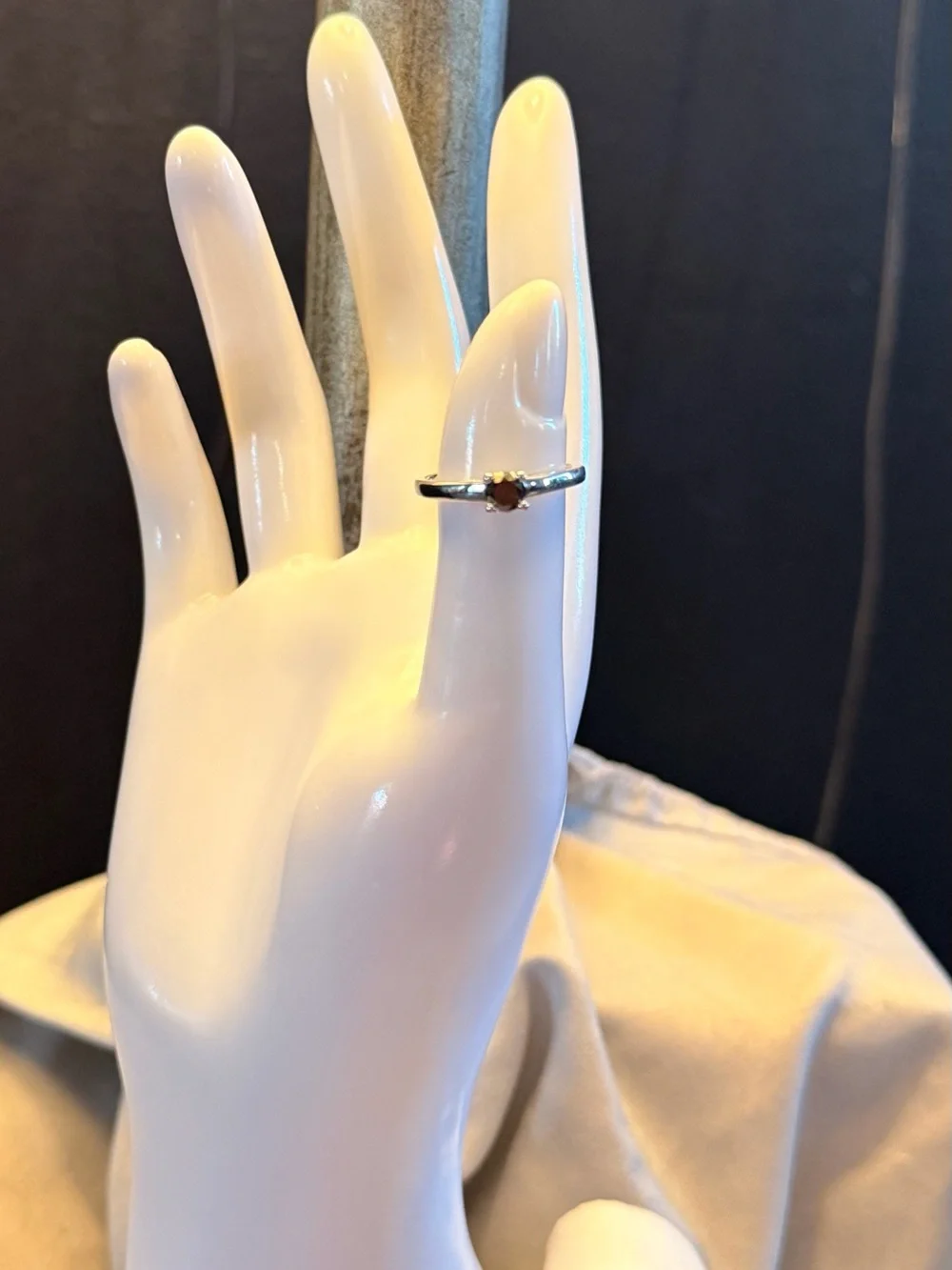 0.50 CTW Black Diamond Solitaire Ring Rhodium Over 925 Sterling Silver Sz 7